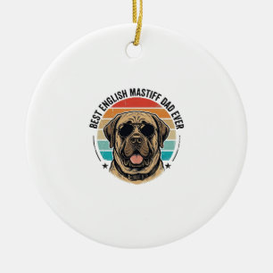 Englischer Mastiff-Vater Vintage-Sonnenuntergang-H Keramik Ornament