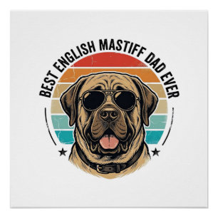 Englischer Mastiff-Vater Vintage-Sonnenuntergang-H Poster