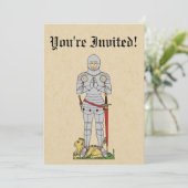 Englischer Mittelalter Ritter Circa 1430 Einladung (Stehend Vorderseite)