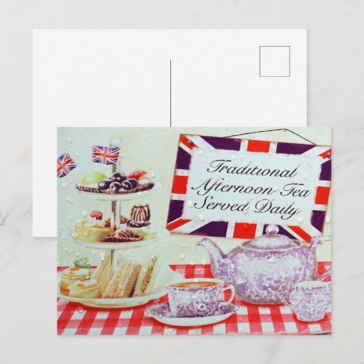 Englischer Nachmittagstee Postkarte (Vorne/Hinten)