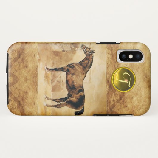 ENGLISCHER PFERD IM STABILEN BROWPARKIERMONOGRAM Case-Mate iPhone HÜLLE (Rückseite (Horizontal))