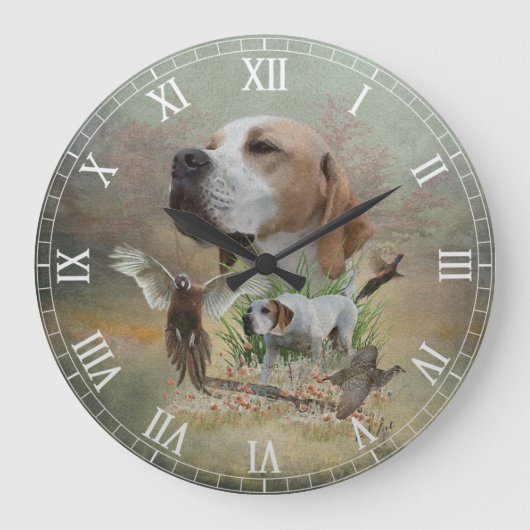 Englischer Pointer Große Wanduhr (Vorderseite)