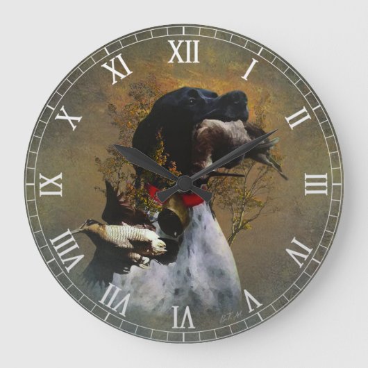 Englischer Pointer Große Wanduhr (Vorderseite)