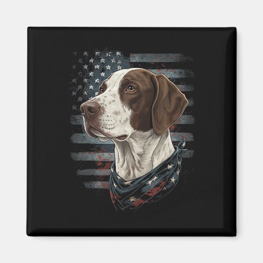 Englischer Pointer-Hund Amerikanische Flagge Patri Magnet (Vorne)