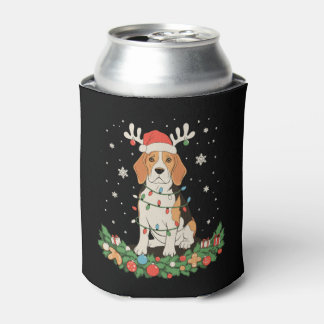 Englischer Pointer-Hund Rentierhut Weihnachtslicht Dosenkühler