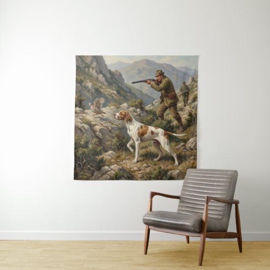 Englischer Pointer, Rebhuhn-Jagd Wandteppich (Beispiel)