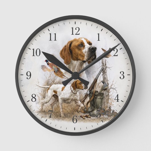 Englischer Pointer Runde Wanduhr (Vorderseite)