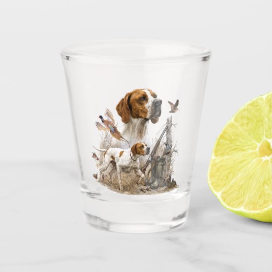 Englischer Pointer, Vogeljagd Schnapsglas (Vorderseite)