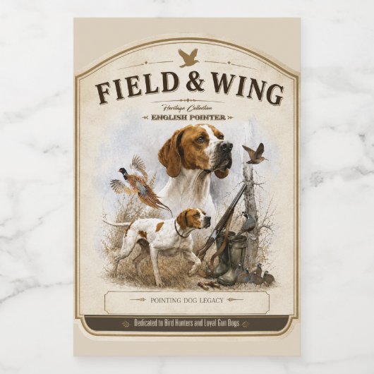 Englischer Pointer   Weinetikett (Einzelnes Label)