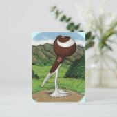 Englischer Pouter: Rot mit Bergen Postkarte (Stehend Vorderseite)