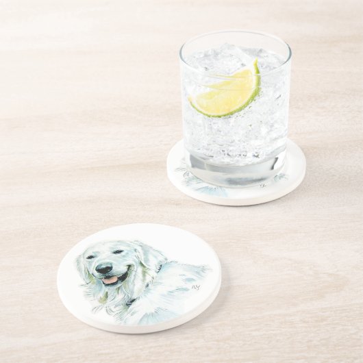 Englischer Retriever Sandstein Untersetzer (Seite)