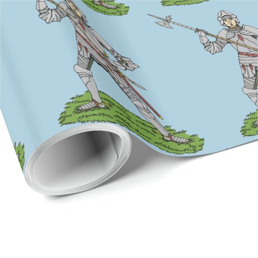 Englischer Ritter des fünfzehnten Jahrhunderts Geschenkpapier (Rolleneckpunkt)