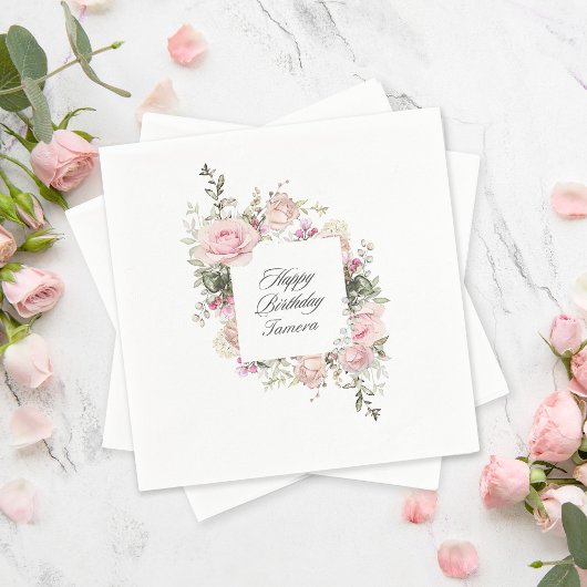 Englischer Rosengarten Floral Geburtstag Serviette