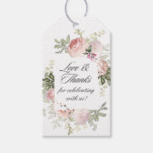 Englischer Rosengarten Rosa Blumen Danke Geschenkanhänger (Vorderseite)