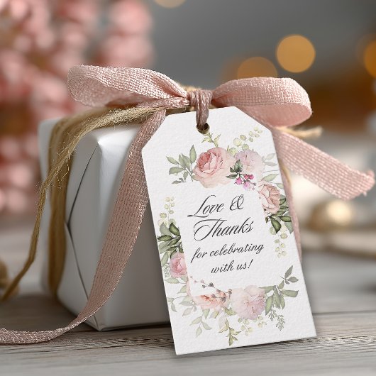 Englischer Rosengarten Rosa Blumen Danke Geschenkanhänger