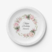 Englischer Rosengarten Rosa Floral Geburtstag Pappteller (Vorderseite)
