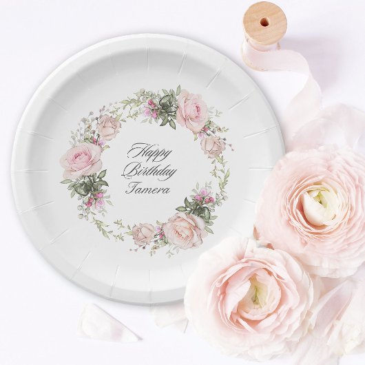Englischer Rosengarten Rosa Floral Geburtstag Pappteller