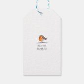 Englischer Rotkehlchen-Aquarell Geschenkanhänger (Rückseite)