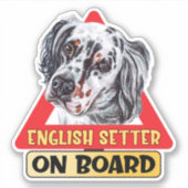 Englischer Setter an Bord Hunde rotes Verkehrszeic Aufkleber (Vorderseite)