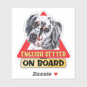 Englischer Setter an Bord Hunde rotes Verkehrszeic Aufkleber