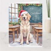 Englischer Setter Cozy Classroom Lehrer Santa Karte (Vorderseite)