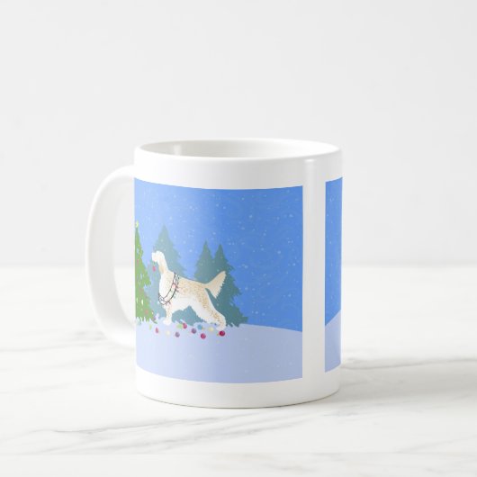 Englischer Setter Dekorationsbaum im Wald Kaffeetasse (Vorderseite Links)