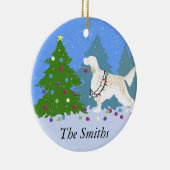 Englischer Setter Dekorationsbaum im Wald Keramikornament (Rechts)