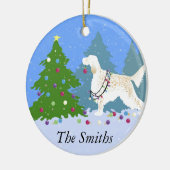Englischer Setter Dekorationsbaum im Wald Keramikornament (Links)