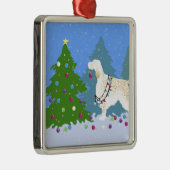 Englischer Setter Dekorationsbaum im Wald Silbernes Ornament (Rechts)