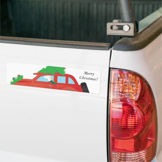 Englischer Setter Dog Auto mit Weihnachtsbaum Autoaufkleber (Auf Lkw)