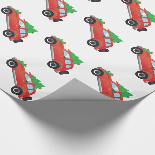 Englischer Setter Dog Auto mit Weihnachtsbaum Geschenkpapier (Ecke)