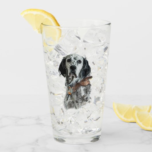 Englischer Setter Glas (Vorderseite Ice)