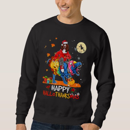 Englischer Setter Glückliches Hallothanksmas Hallo Sweatshirt (Vorderseite)
