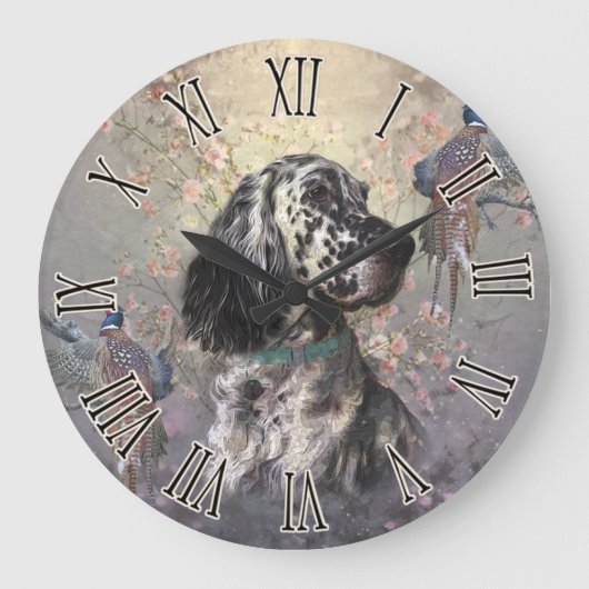 Englischer Setter Große Wanduhr (Vorderseite)