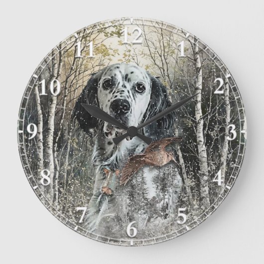 Englischer Setter Große Wanduhr (Vorderseite)