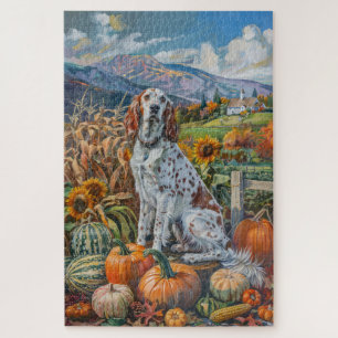 Englischer Setter Hund Herbsternte Erntedankfest Puzzle