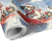 Englischer Setter Hund in Sledge Let it Schnee Wei Geschenkpapier (Rolleneckpunkt)