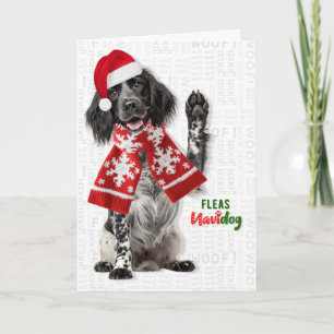 Englischer Setter-Hund Lustige Flöhe Navidog Weihn Feiertagskarte