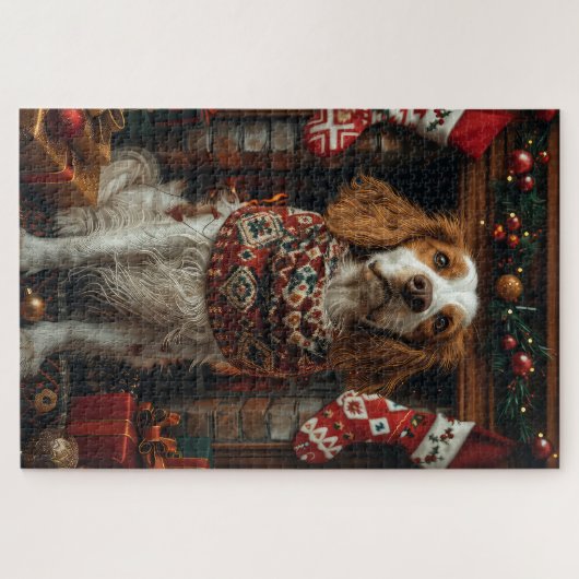 Englischer Setter Hund mit Weihnachtsgeschenken Ka Puzzle (Horizontal)