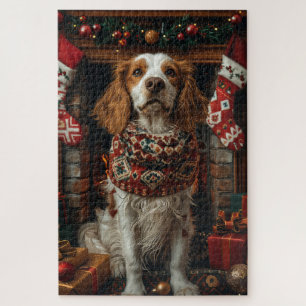 Englischer Setter Hund mit Weihnachtsgeschenken Ka Puzzle