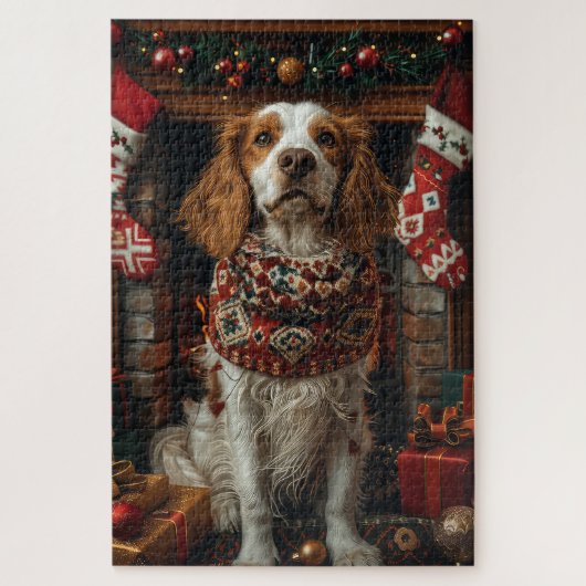 Englischer Setter Hund mit Weihnachtsgeschenken Ka Puzzle (Vertikal)