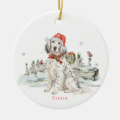 Englischer Setter-Hundemonogramm Keramik Ornament (Vorne)