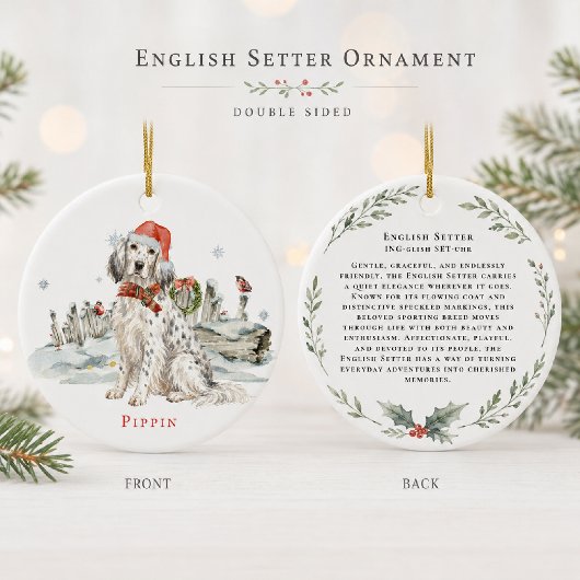 Englischer Setter-Hundemonogramm Keramik Ornament