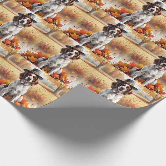 Englischer Setter im Herbst hinterlässt Erntedank  Geschenkpapier (Ecke)