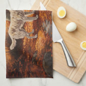 Englischer Setter im Herbst Leaves Fall Inspiriert Geschirrtuch (Viertel Falte)