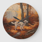 Englischer Setter im Herbst Leaves Fall Inspiriert Große Wanduhr (Vorderseite)