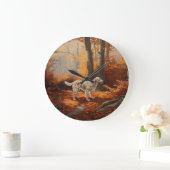 Englischer Setter im Herbst Leaves Fall Inspiriert Große Wanduhr (Zuhause)