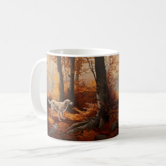 Englischer Setter im Herbst Leaves Fall Inspiriert Kaffeetasse (Vorderseite Links)