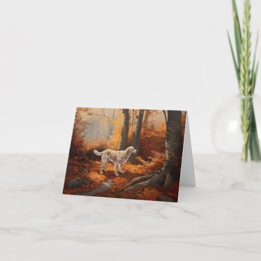 Englischer Setter im Herbst Leaves Fall Inspiriert Karte (Vorderseite)