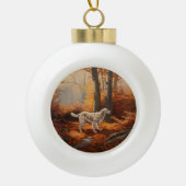 Englischer Setter im Herbst Leaves Fall Inspiriert Keramik Kugel-Ornament (Vorderseite)